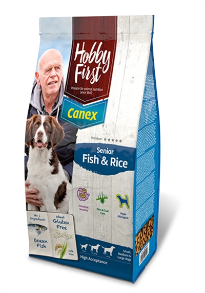 Cannex, fisk og ris seniorfoder, 12 kg