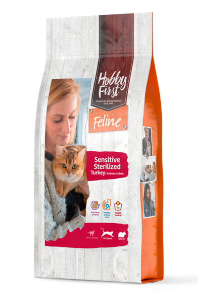 Voksen, sensitive, sterealiseret, med kalkun 1,5 kg, HobbyFirst Feline